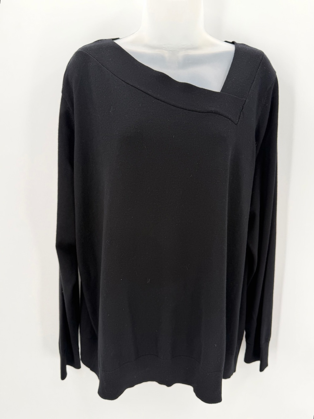 Lety & Me Sweater Womens 3X Plus Black Beatrix Asymmetrical Neckline Knit NEW